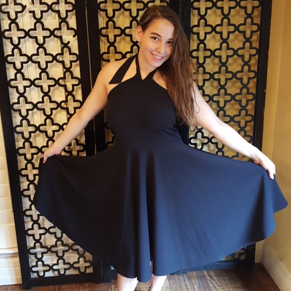 Reposh. NWT BLACK HALTER DRESS - Picture 3 of 5